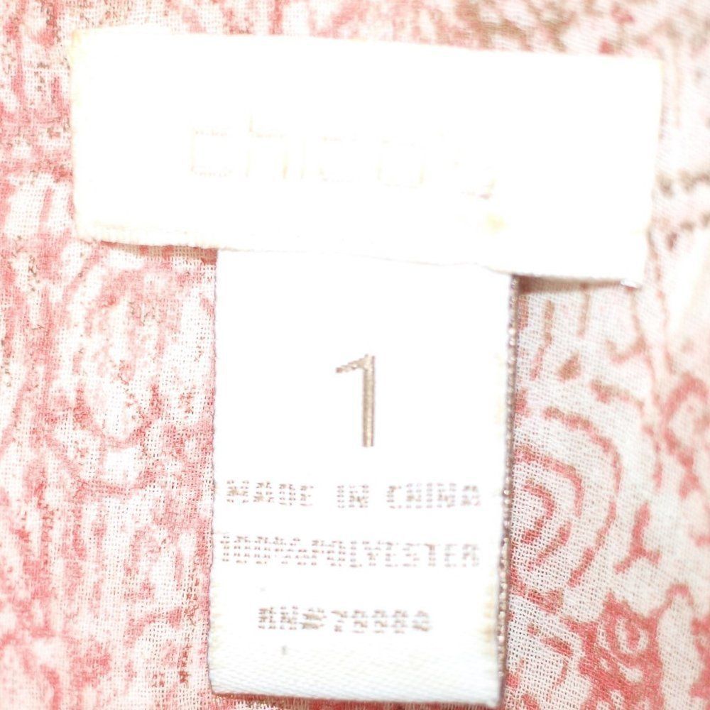 Chico's Paisley Blouse Pink & White Sheer Chico's Size 1 - Picture 5 of 5